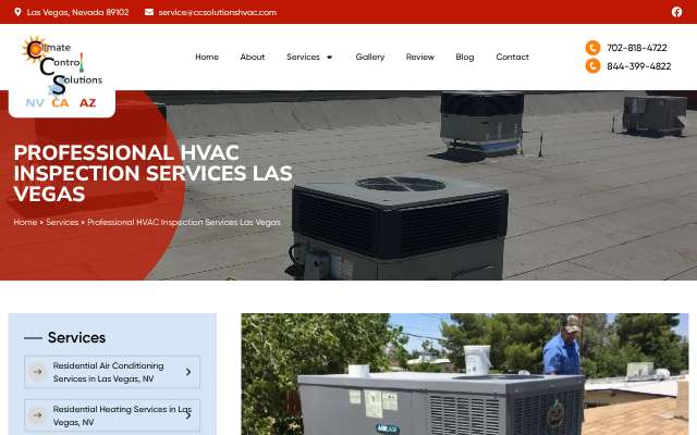 Climate Control Solutions's page as the assistant saw it