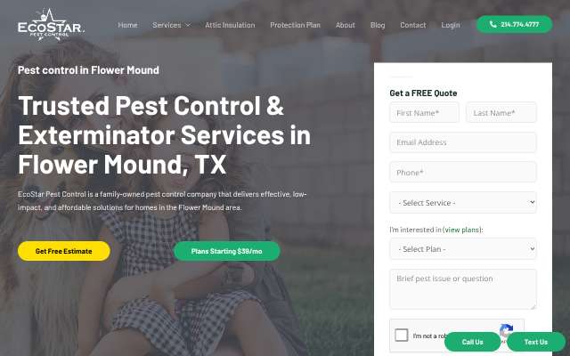 EcoStar Pest Control's page as the assistant saw it