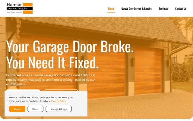 Harmon Overhead Door Inc's page as the assistant saw it