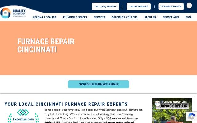 Quality Comfort's page as the assistant saw it