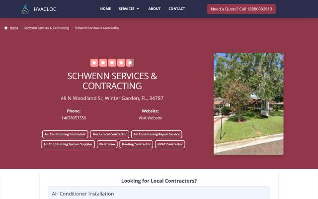 Schwenn Services & Contracting's page as the assistant saw it
