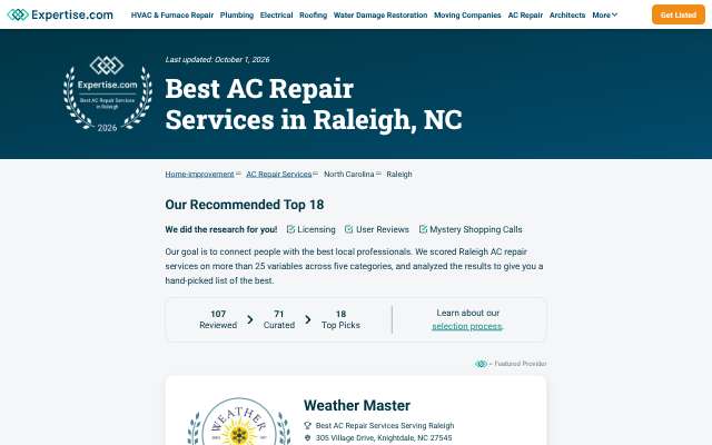 All American Heating & Air's page as the assistant saw it