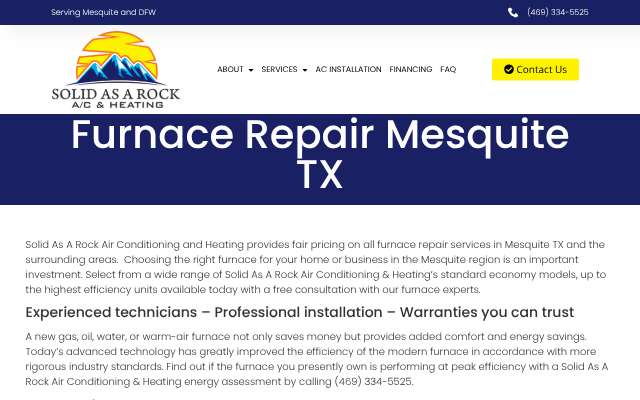 Solid As A Rock Air Conditioning and Heating's page as the assistant saw it