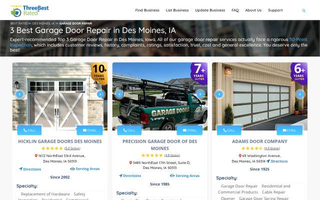 Adams Door Company's page as the assistant saw it