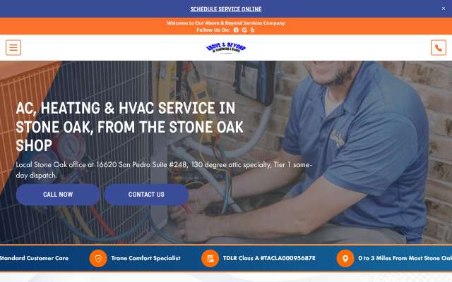 Above & Beyond Air Conditioning & Heating's page as the assistant saw it