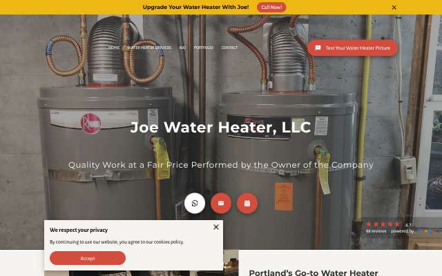 Page cited for Joe Water Heater
