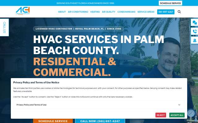 Advanced Cooling and Heating's page as the assistant saw it