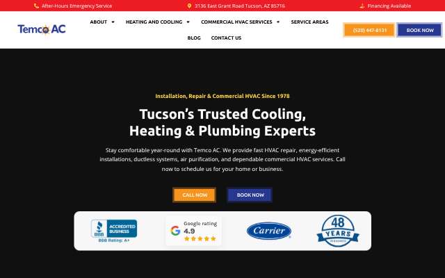 Temco Air Environmental's page as the assistant saw it
