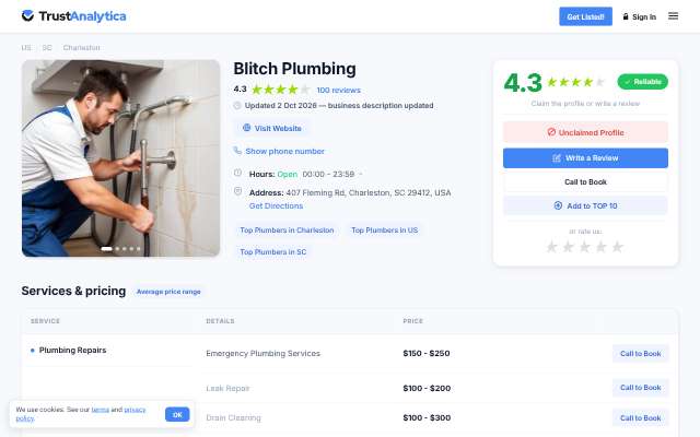 Page cited for Blitch Plumbing
