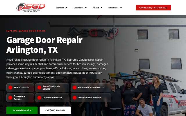 Supreme Garage Door Repair's page as the assistant saw it