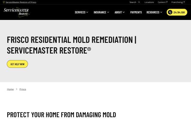 ServiceMaster Restore by Restoration Specialists - Frisco's page as the assistant saw it