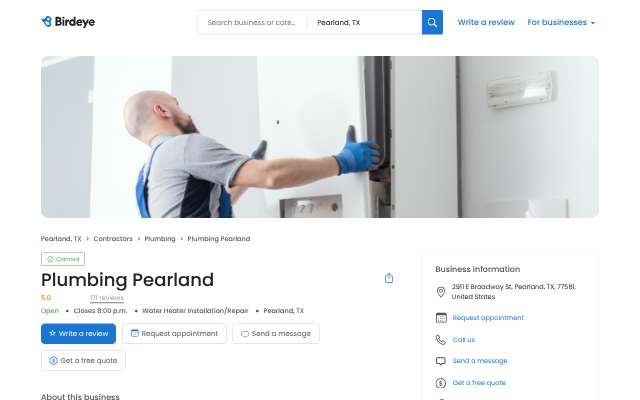 Page cited for Plumbing Pearland