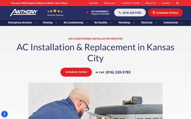 Anthony Plumbing, Heating, Cooling & Electric's page as the assistant saw it