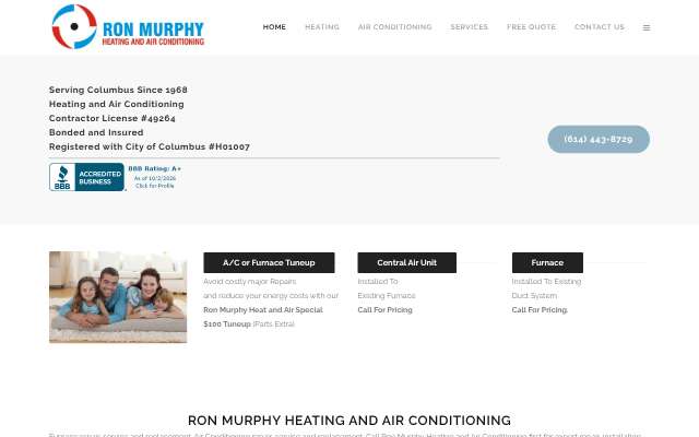 Ron Murphy Heating and Air Conditioning's page as the assistant saw it
