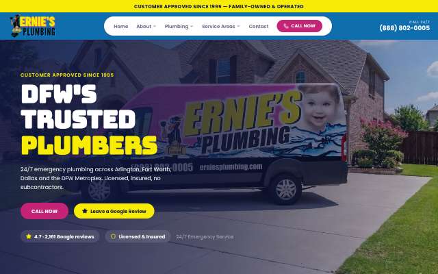 Ernie's Plumbing Service's page as the assistant saw it