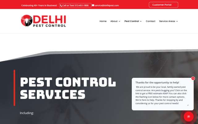 Delhi Pest Control's page as the assistant saw it