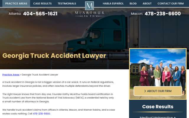 McArthur Law Firm's page as the assistant saw it