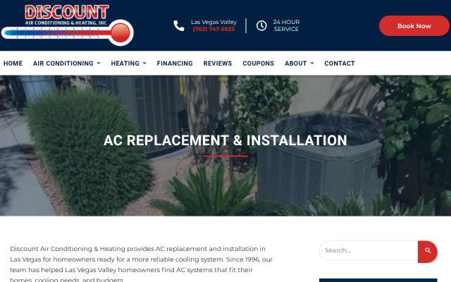 Discount Air Conditioning & Heating's page as the assistant saw it