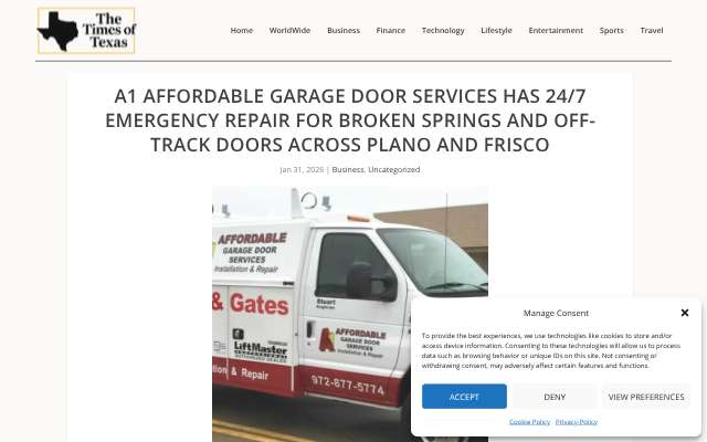 A1 Affordable Garage Door Services's page as the assistant saw it
