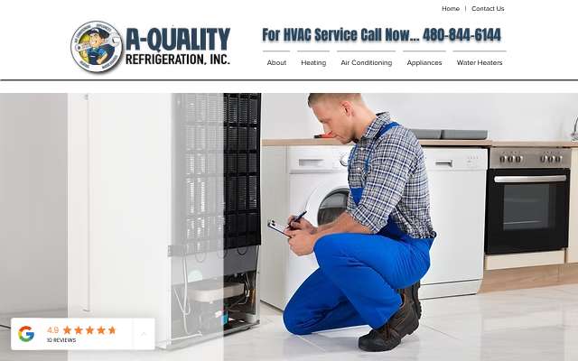 A-Quality Refrigeration's page as the assistant saw it