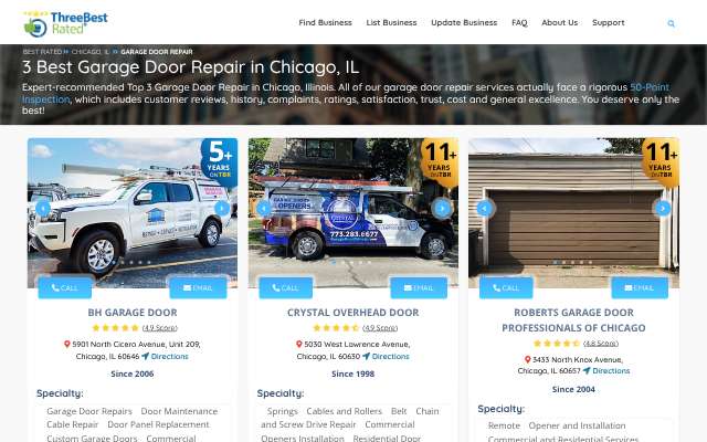 Robert's Garage Door Professionals of Chicago's page as the assistant saw it