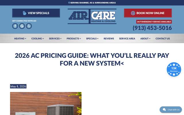 Air Care Heating & Cooling's page as the assistant saw it
