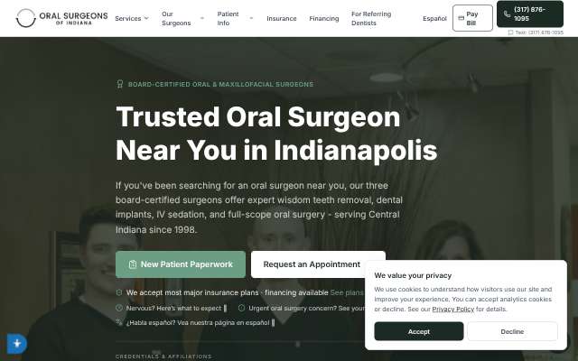 Oral Surgeons of Indiana's page as the assistant saw it