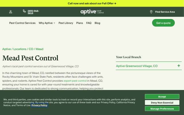 Page cited for Aptive Pest Control