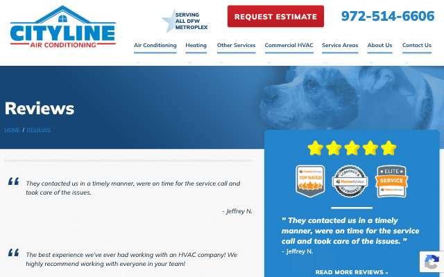 CityLine Air Conditioning's page as the assistant saw it