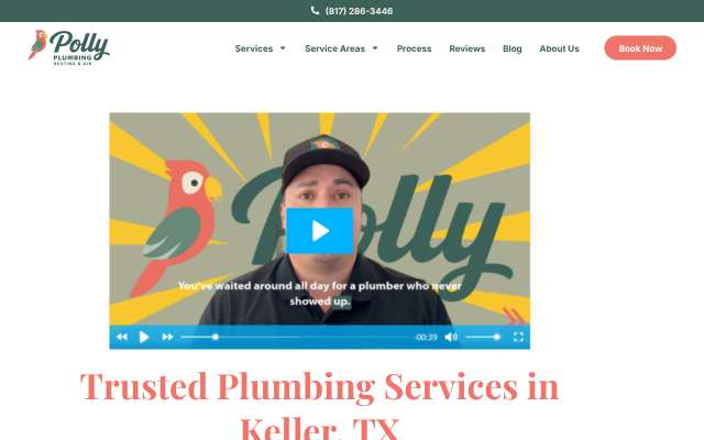 Polly Plumbing's page as the assistant saw it