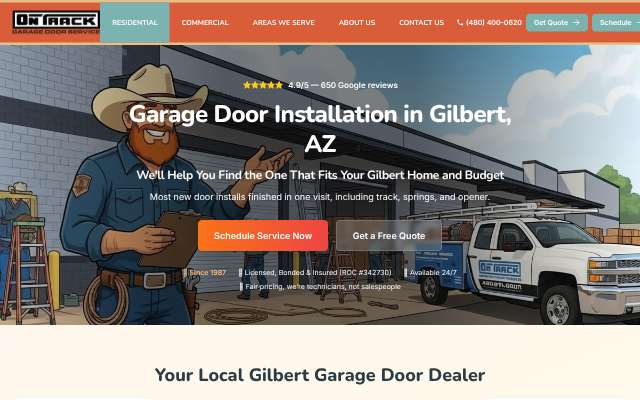 On Track Garage Door Service's page as the assistant saw it