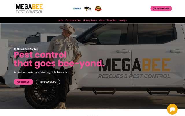 Page cited for Mega Bee Pest Control