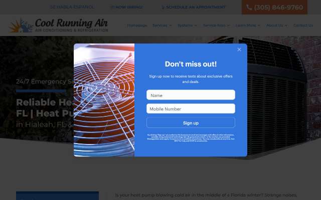 Cool Running Air's page as the assistant saw it