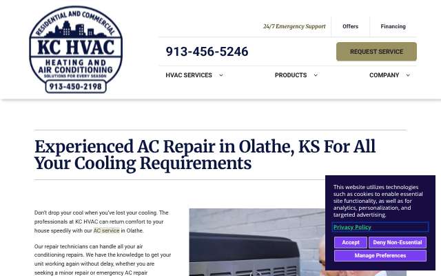 KC HVAC's page as the assistant saw it