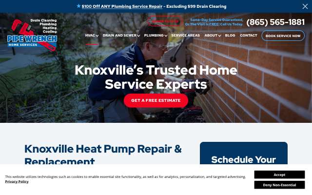Pipe Wrench Plumbing, Heating & Cooling's page as the assistant saw it