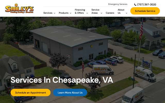 Smiley's Heating and Cooling's page as the assistant saw it