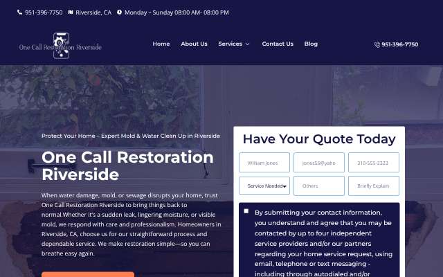Page cited for One Call Restoration Riverside