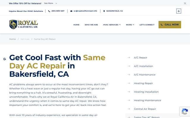 Royal California Air's page as the assistant saw it