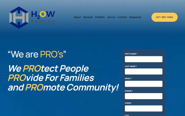 Page cited for H2OW Roofing