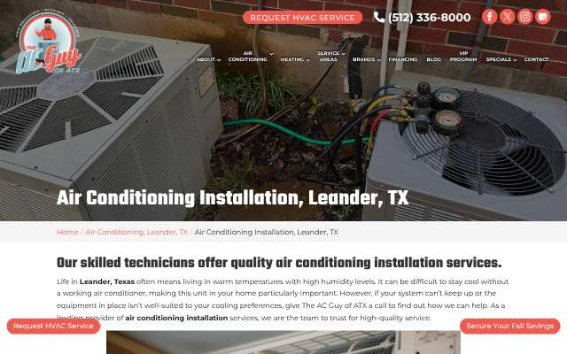 The AC Guy of ATX's page as the assistant saw it