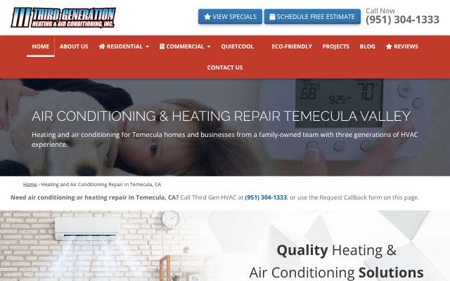 Third Gen HVAC's page as the assistant saw it