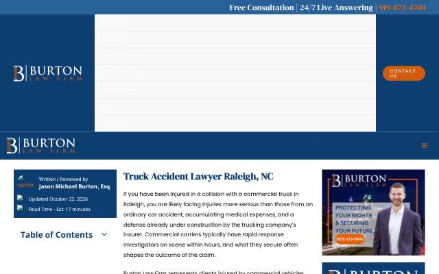 Burton Law Firm's page as the assistant saw it