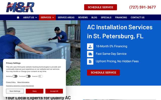 M&R Air Conditioning's page as the assistant saw it