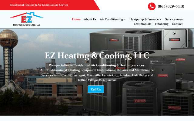 EZ Heating & Cooling, LLC's page as the assistant saw it