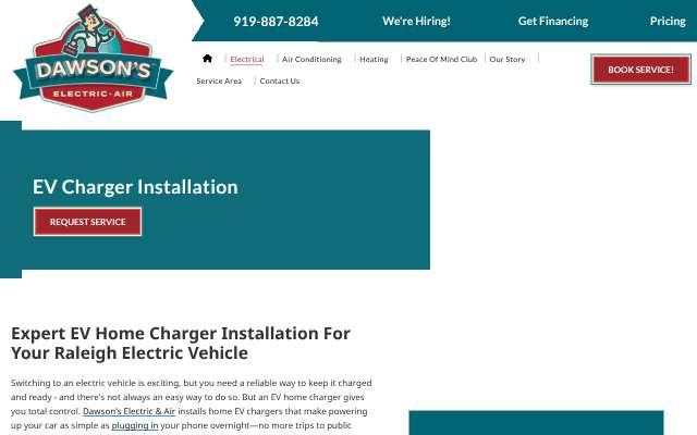 Dawson's Electric (Raleigh)'s page as the assistant saw it