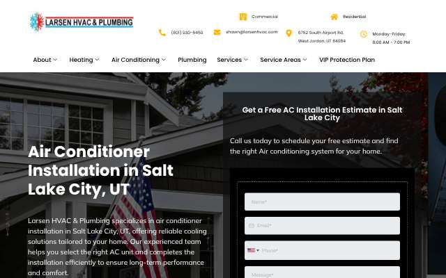 Larsen HVAC & Plumbing's page as the assistant saw it