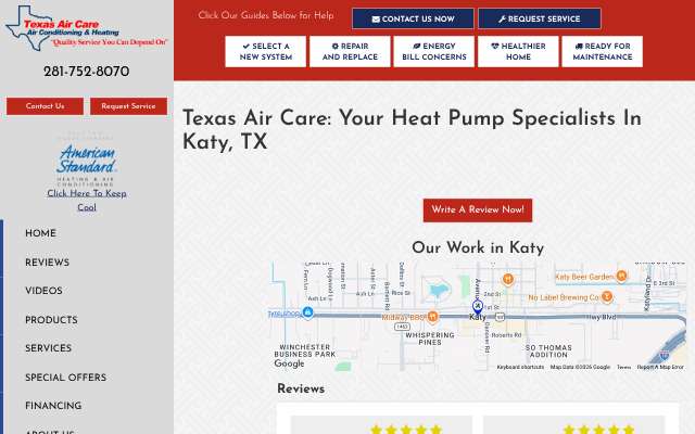 Texas Air Care's page as the assistant saw it