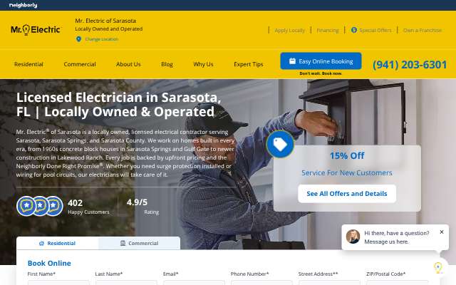 Page cited for Mr. Electric of Sarasota