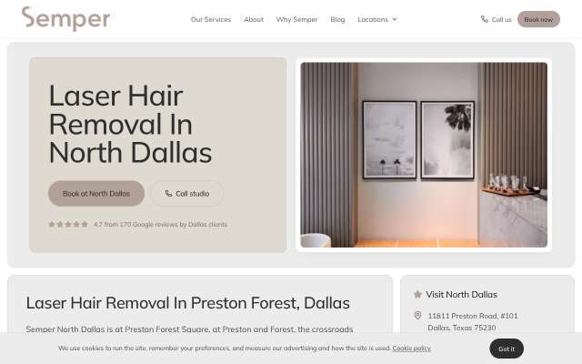 Semper Laser (North Dallas)'s page as the assistant saw it