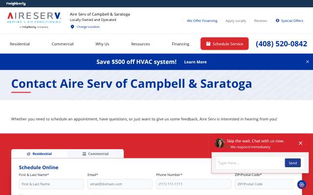 Aire Serv of Campbell & Saratoga's page as the assistant saw it